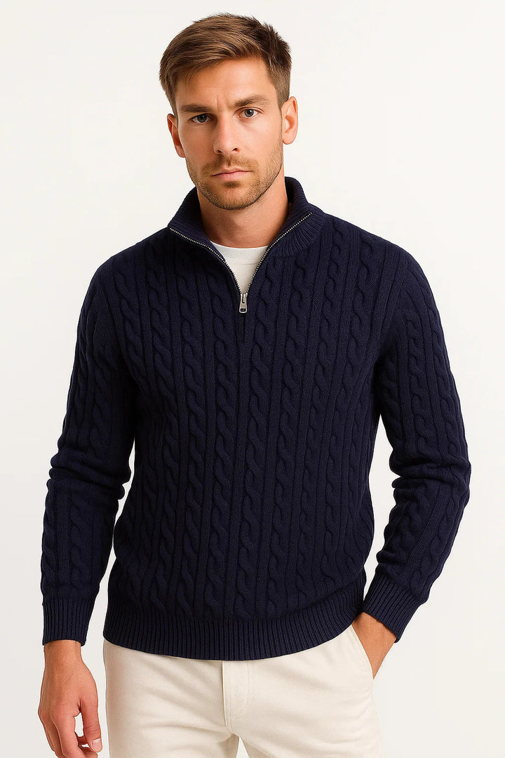 Jonah | Men's Classic Cable-Knit Quarter-Zip Sweater