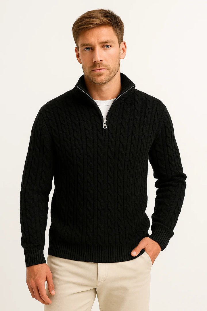 Jonah | Men's Classic Cable-Knit Quarter-Zip Sweater