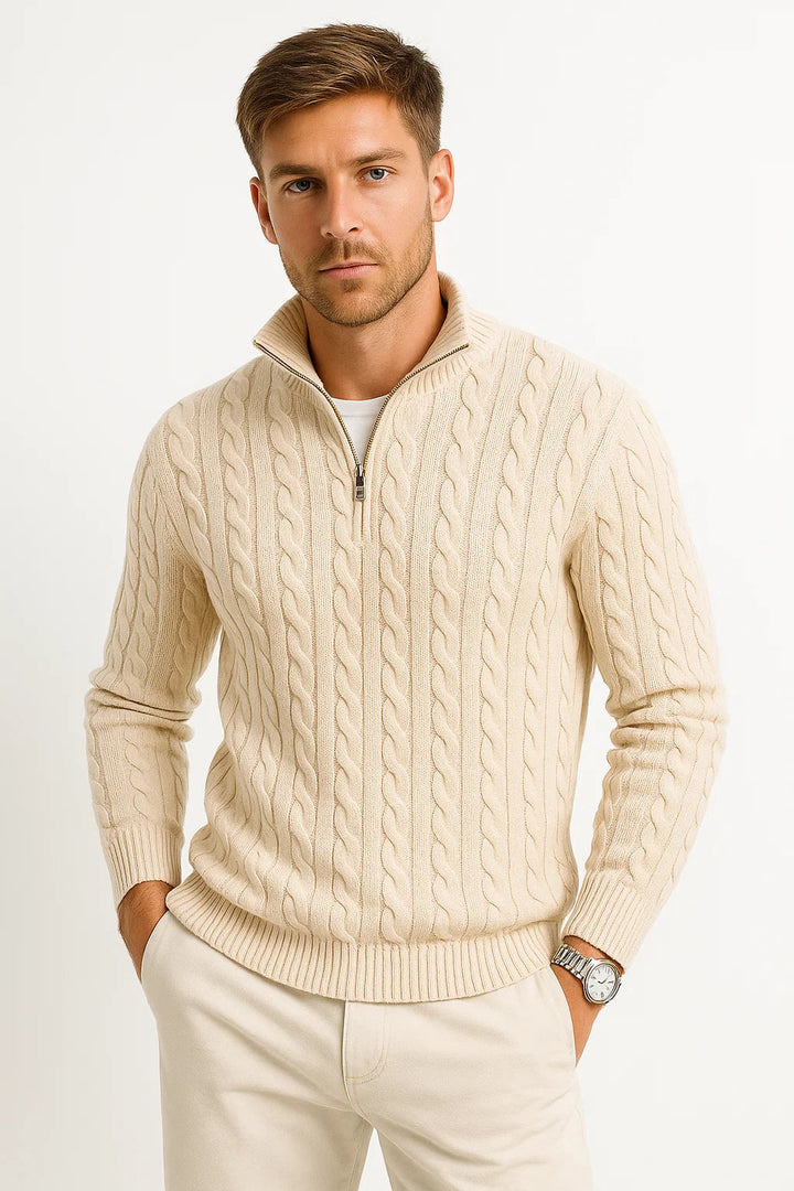 Jonah | Men's Classic Cable-Knit Quarter-Zip Sweater