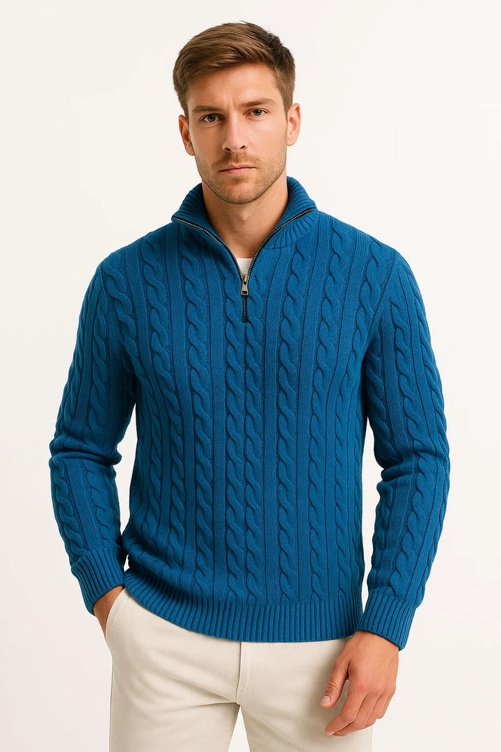 Jonah | Men's Classic Cable-Knit Quarter-Zip Sweater