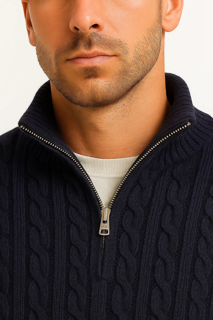 Jonah | Men's Classic Cable-Knit Quarter-Zip Sweater