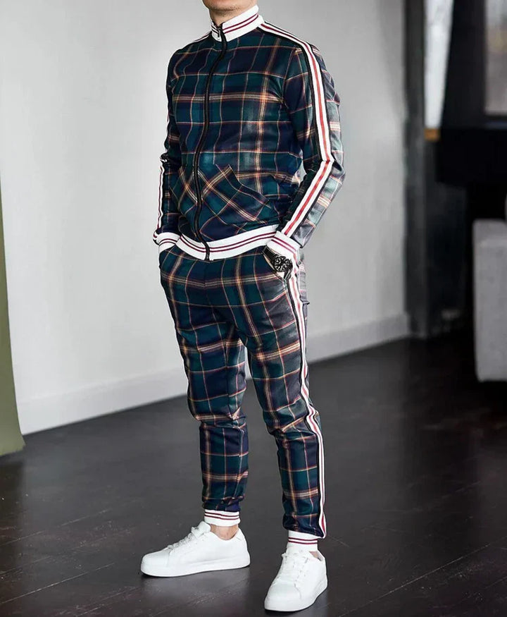 Orson | Men's Modern Plaid Zip Tracksuit
