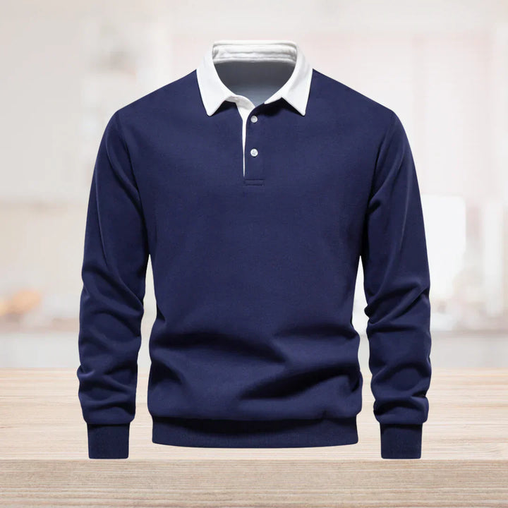 Gabriel | Men's Stylish Contrast Collar Long Sleeves Polo Shirt