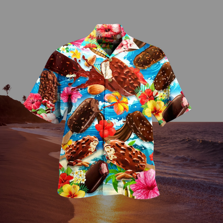 Barnaby | Men's Short Sleeve Hawaiian Shirt with Ice Cream Print
