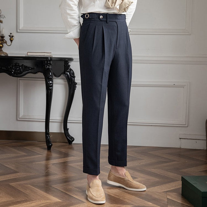 Marcus | Men's Tailored High-Waist Pleated Trousers