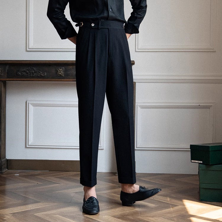 Marcus | Men's Tailored High-Waist Pleated Trousers