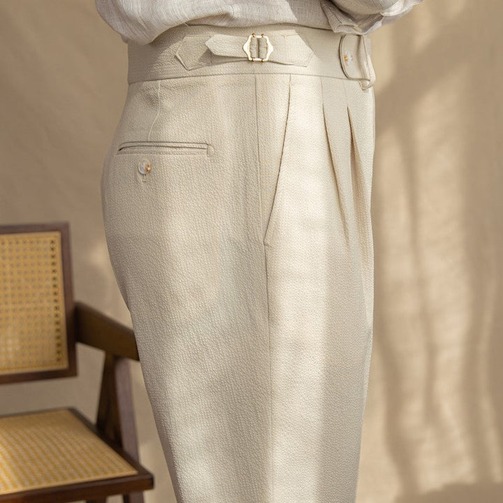 Marcus | Men's Tailored High-Waist Pleated Trousers