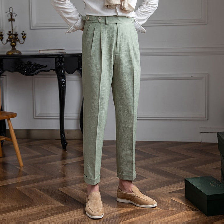 Marcus | Men's Tailored High-Waist Pleated Trousers