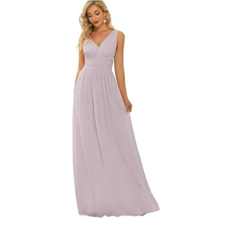 Yasmin | Women's Formal Sleeveless V-Neck Chiffon Maxi Dress