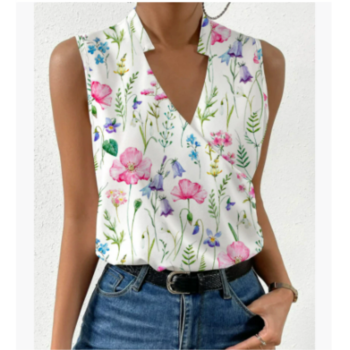 Carla | Women's Chic V-neck Sleeveless Summer Top