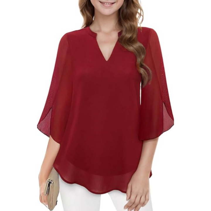 Aria | Women's Elegant Chiffon Bell Sleeve Blouse