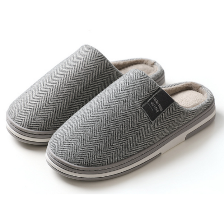 Ian | Men's Plush Herringbone Indoor Slippers