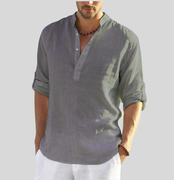 Frank | Men's Breathablet Cotton-Linen Henley Shirt