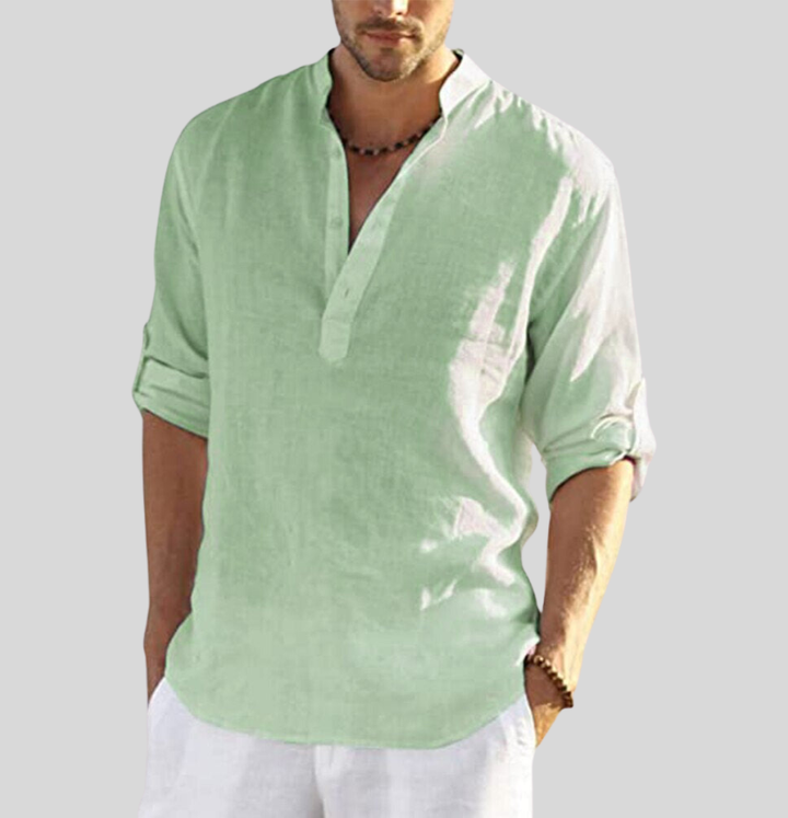 Frank | Men's Breathablet Cotton-Linen Henley Shirt