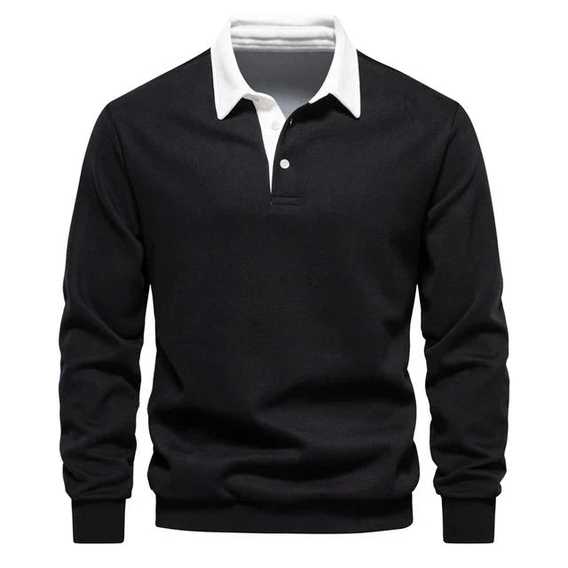 Gabriel | Men's Stylish Contrast Collar Long Sleeves Polo Shirt