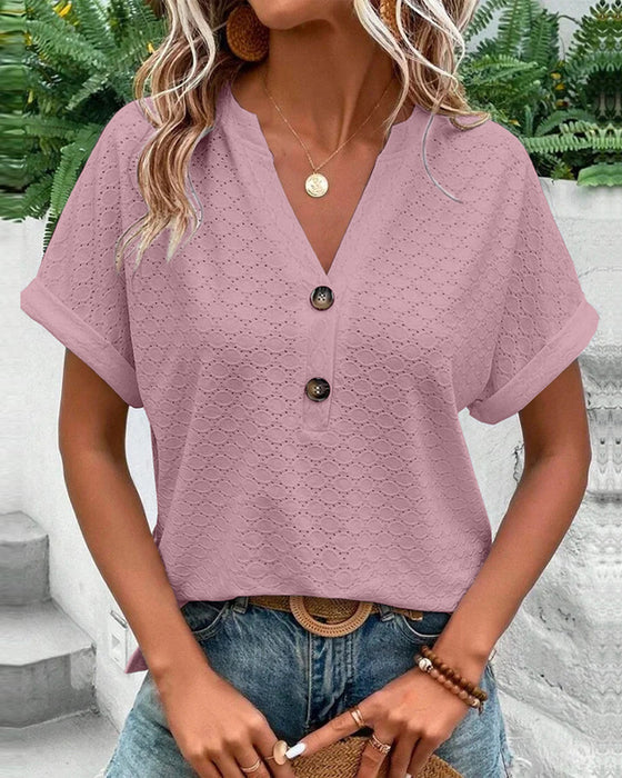 Serene | Women's Eyelet Embroidery V-Neck Blouse