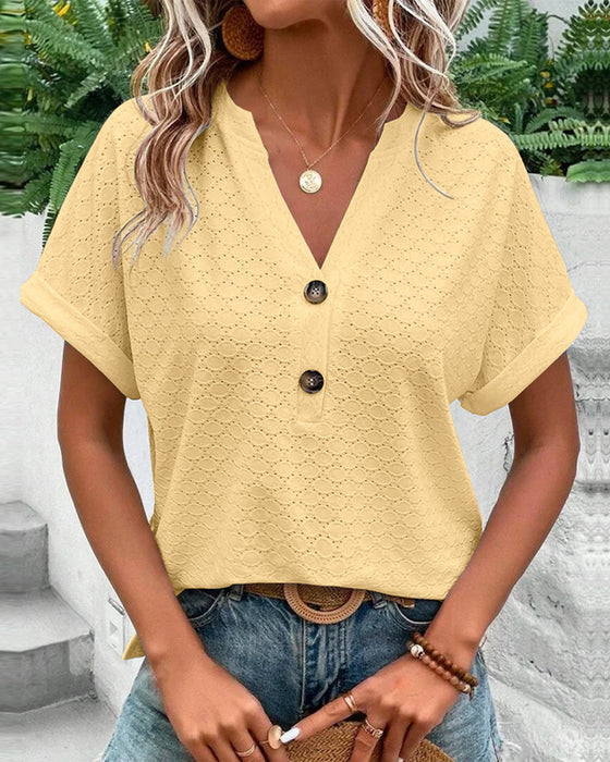 Serene | Women's Eyelet Embroidery V-Neck Blouse