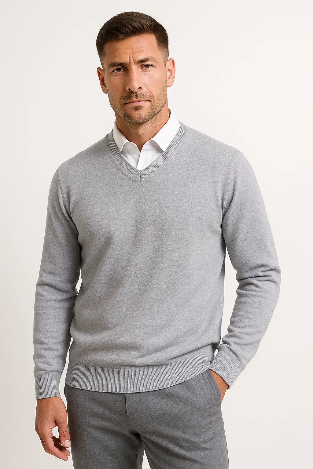 Norman | Men's Classic Fine-Knit V-Neck Sweater