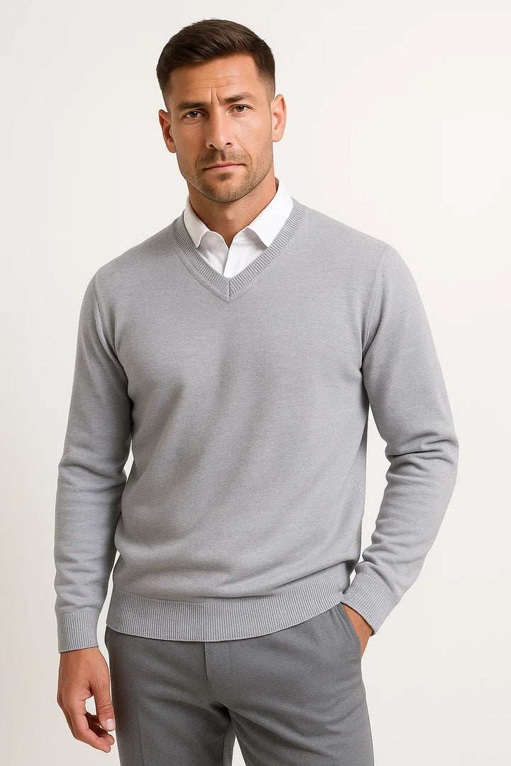 Norman | Men's Classic Fine-Knit V-Neck Sweater