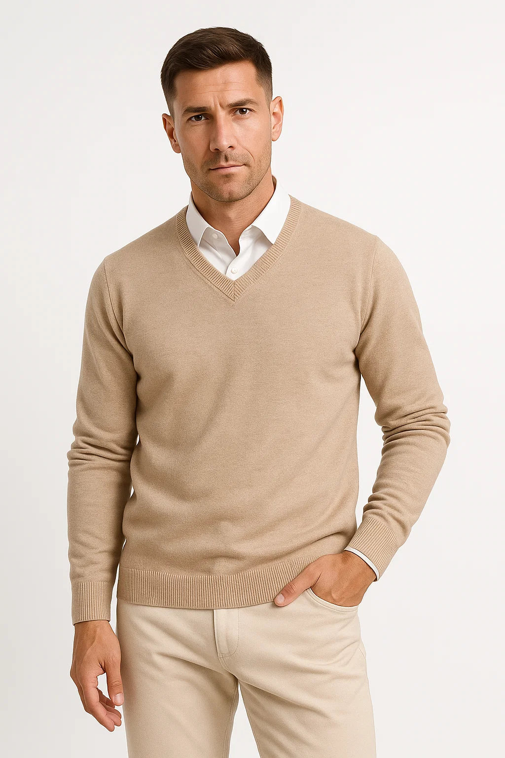 Norman | Men's Classic Fine-Knit V-Neck Sweater