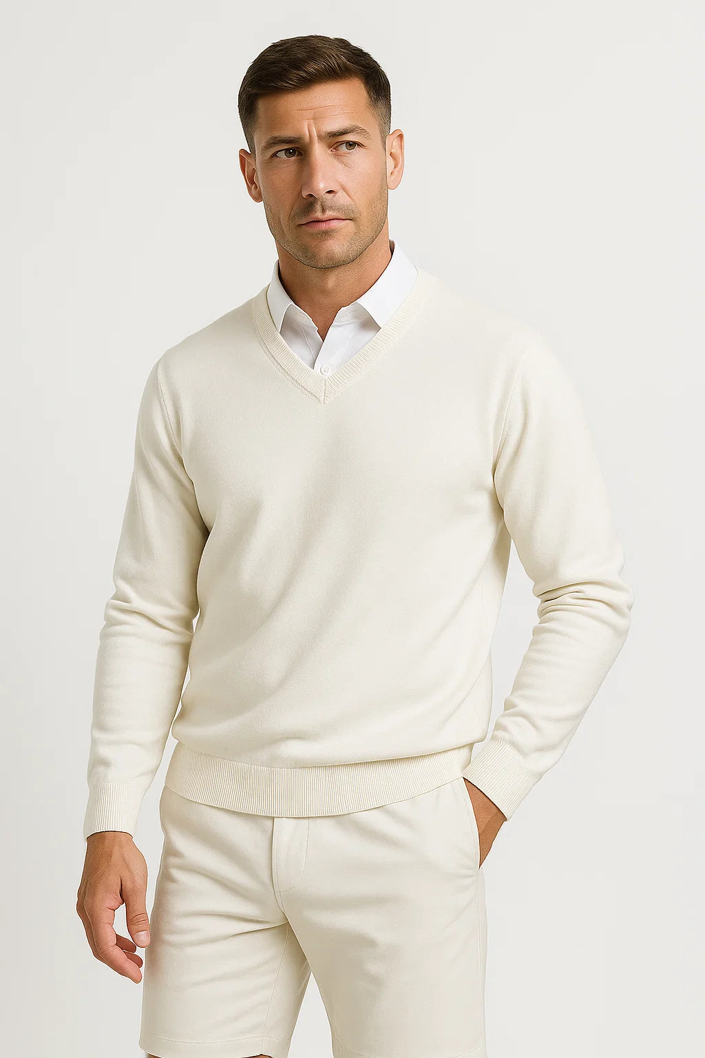 Norman | Men's Classic Fine-Knit V-Neck Sweater