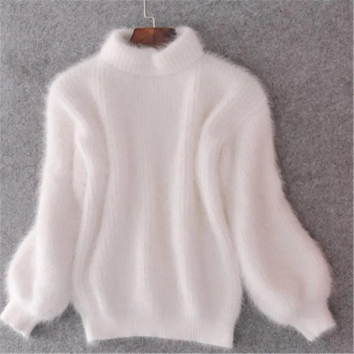 Faye | Women's Fuzzy Mohair Turtleneck Knit Sweater
