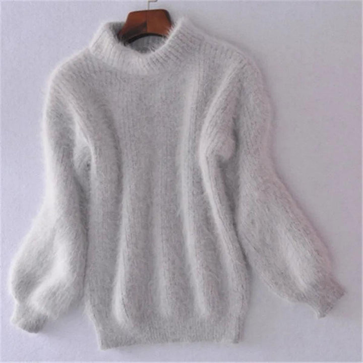 Faye | Women's Fuzzy Mohair Turtleneck Knit Sweater