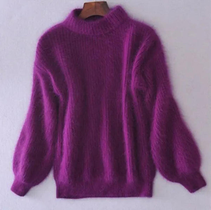 Faye | Women's Fuzzy Mohair Turtleneck Knit Sweater