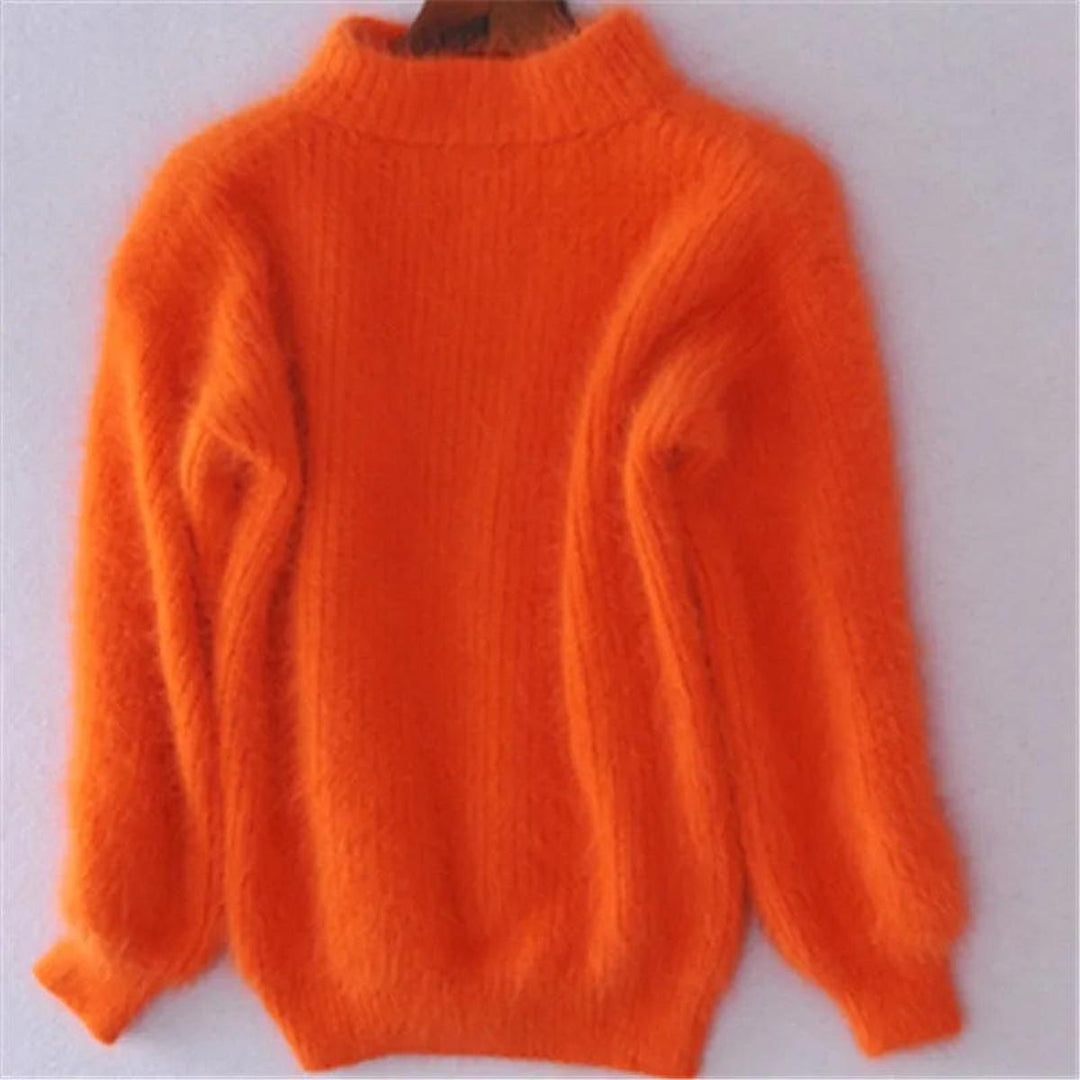 Faye | Women's Fuzzy Mohair Turtleneck Knit Sweater