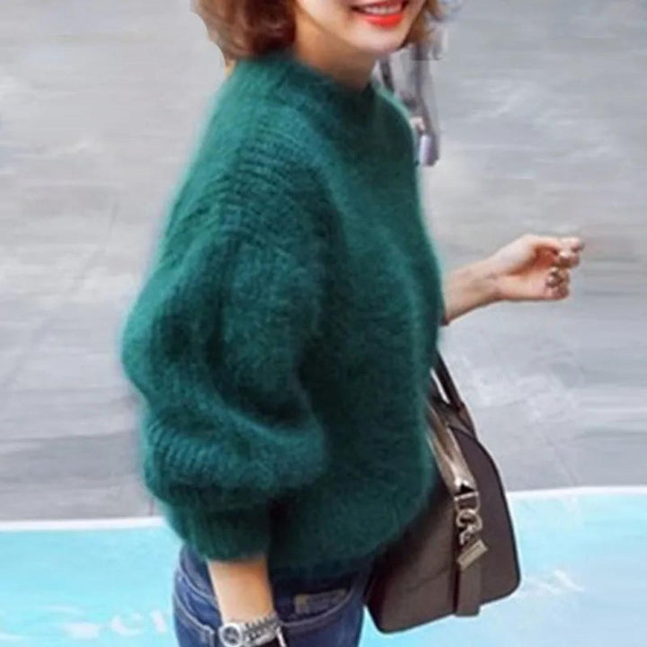 Faye | Women's Fuzzy Mohair Turtleneck Knit Sweater