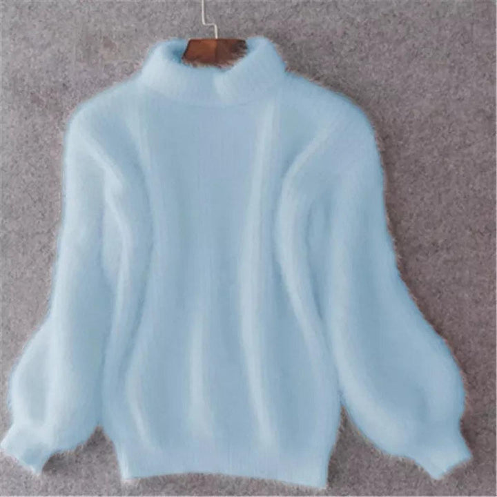 Faye | Women's Fuzzy Mohair Turtleneck Knit Sweater