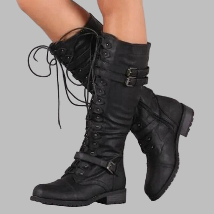 Violet | Women's Vintage Steampunk Knee-High Lace-Up Boots