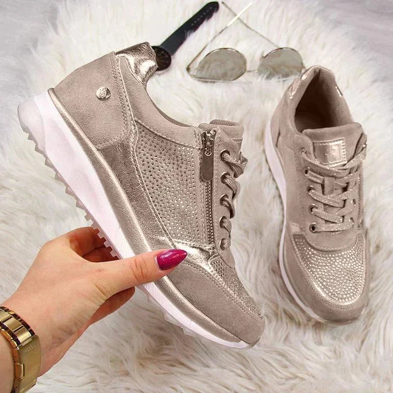Kelly | Women's Sparkly Platform Lace-Up Sneakers