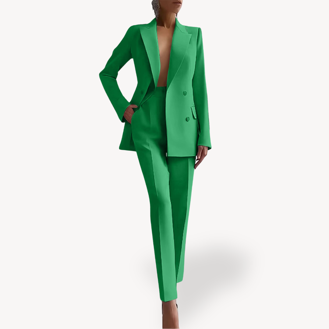 Helena | Women's Double-Breasted Blazer & Pencil Pant Suit Set