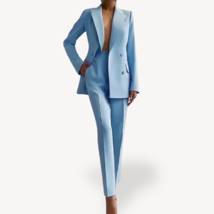 Helena | Women's Double-Breasted Blazer & Pencil Pant Suit Set