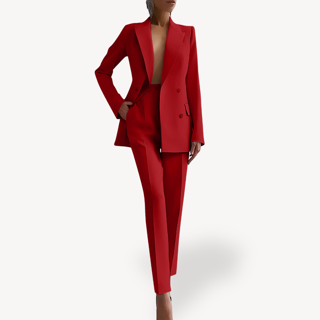 Helena | Women's Double-Breasted Blazer & Pencil Pant Suit Set
