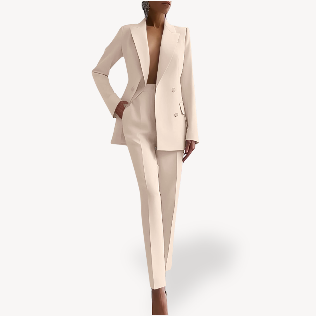 Helena | Women's Double-Breasted Blazer & Pencil Pant Suit Set