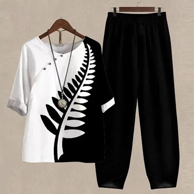 Adeline | Women's Chic Summer Button-Down & Palazzo Pant Set