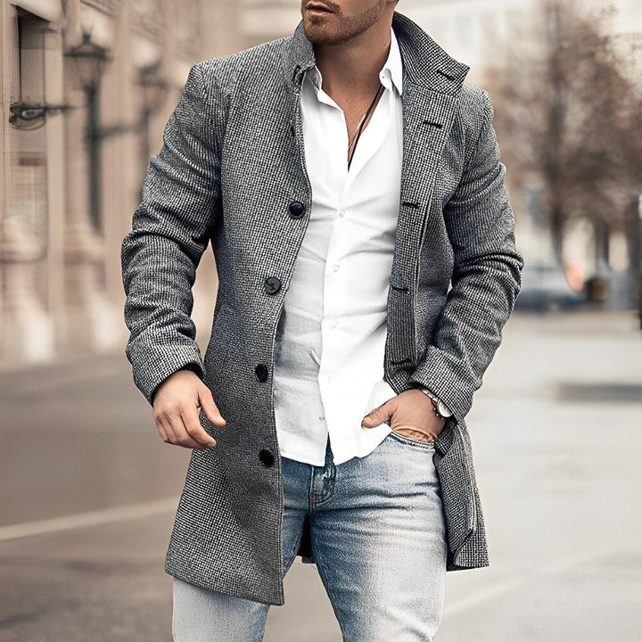 Leander | Men's Classic Notch Lapel Mid-Length Trench Coat