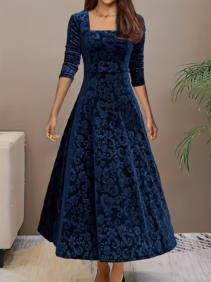 Adelaide | Women's Embroidered Velvet Maxi Dress
