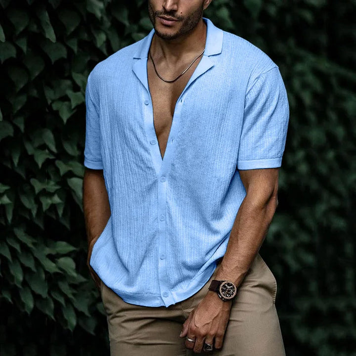Carlo | Men's Short Sleeve Cuban Collar Button Down Shirt