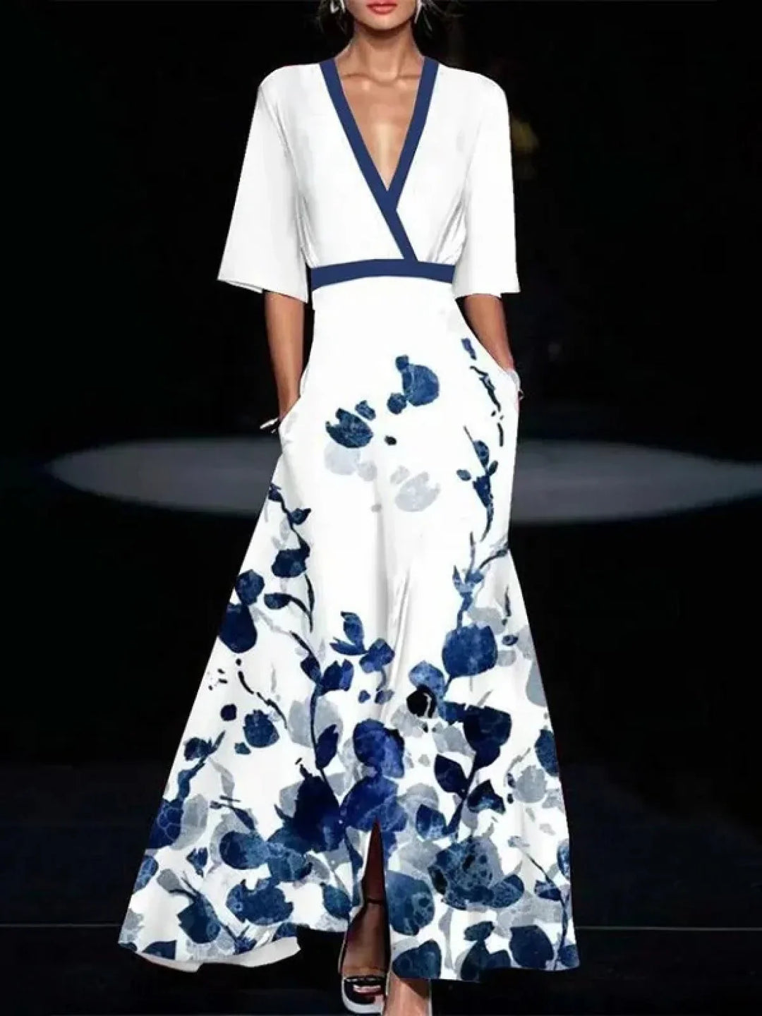 Lilith | Women's Flared Sleeves Floral Print Maxi Dress