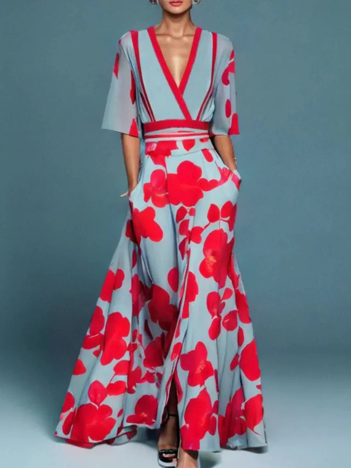 Lilith | Women's Flared Sleeves Floral Print Maxi Dress
