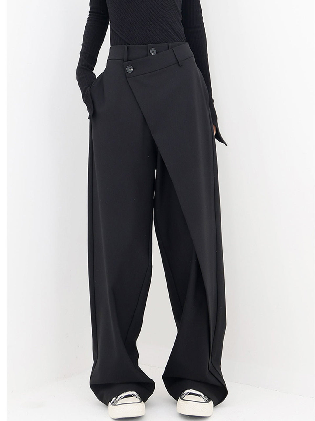 Lilac | Women's Wide Leg Asymmetric Wrap Trousers with Overlay