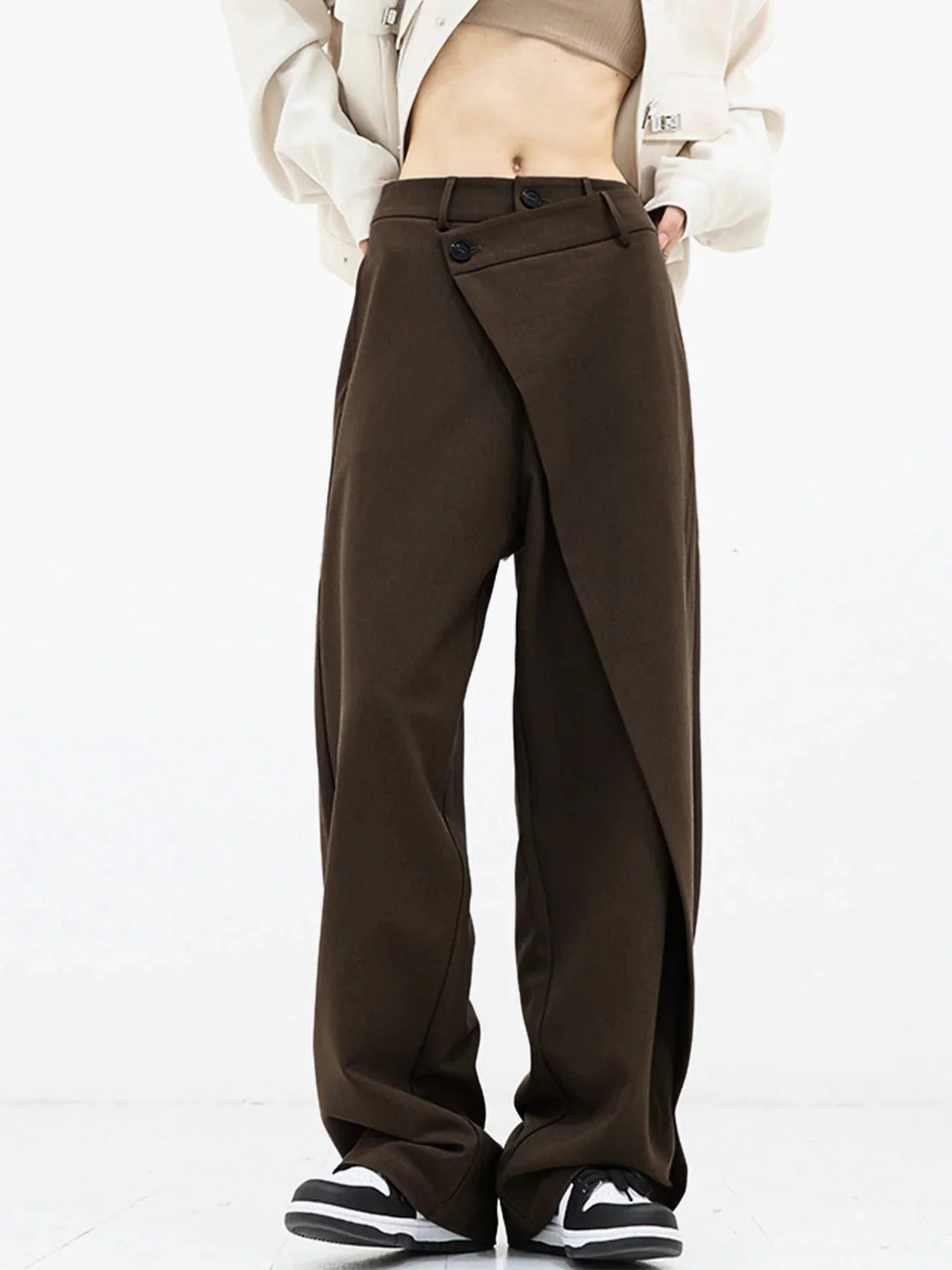Lilac | Women's Wide Leg Asymmetric Wrap Trousers with Overlay