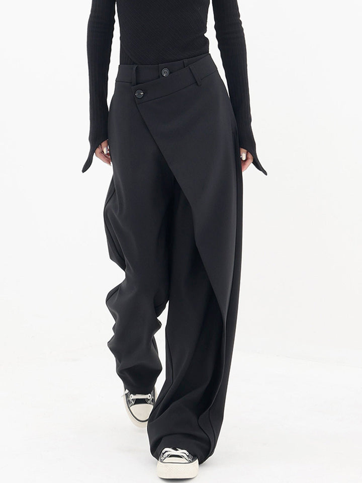 Lilac | Women's Wide Leg Asymmetric Wrap Trousers with Overlay