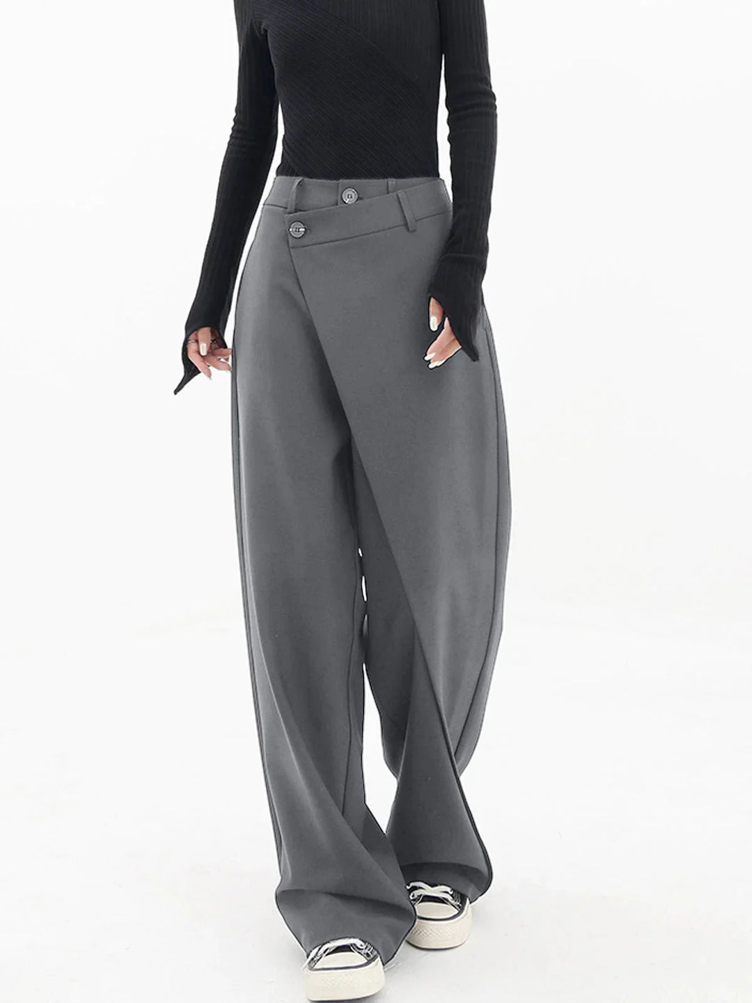 Lilac | Women's Wide Leg Asymmetric Wrap Trousers with Overlay