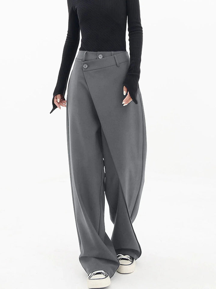 Lilac | Women's Wide Leg Asymmetric Wrap Trousers with Overlay