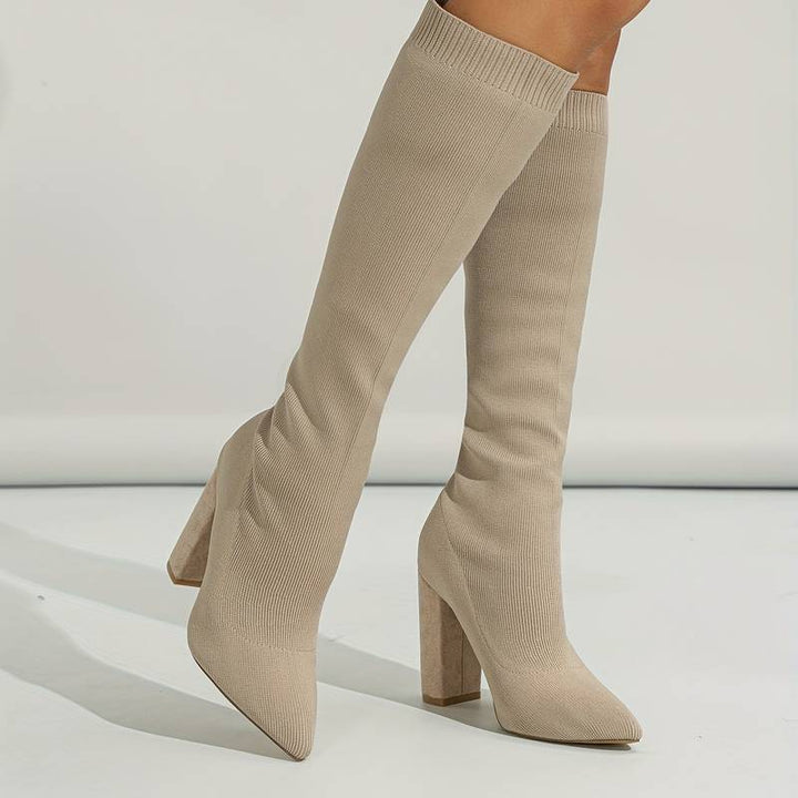 Nina | Women's Ribbed Knit Knee-High Sock Boots