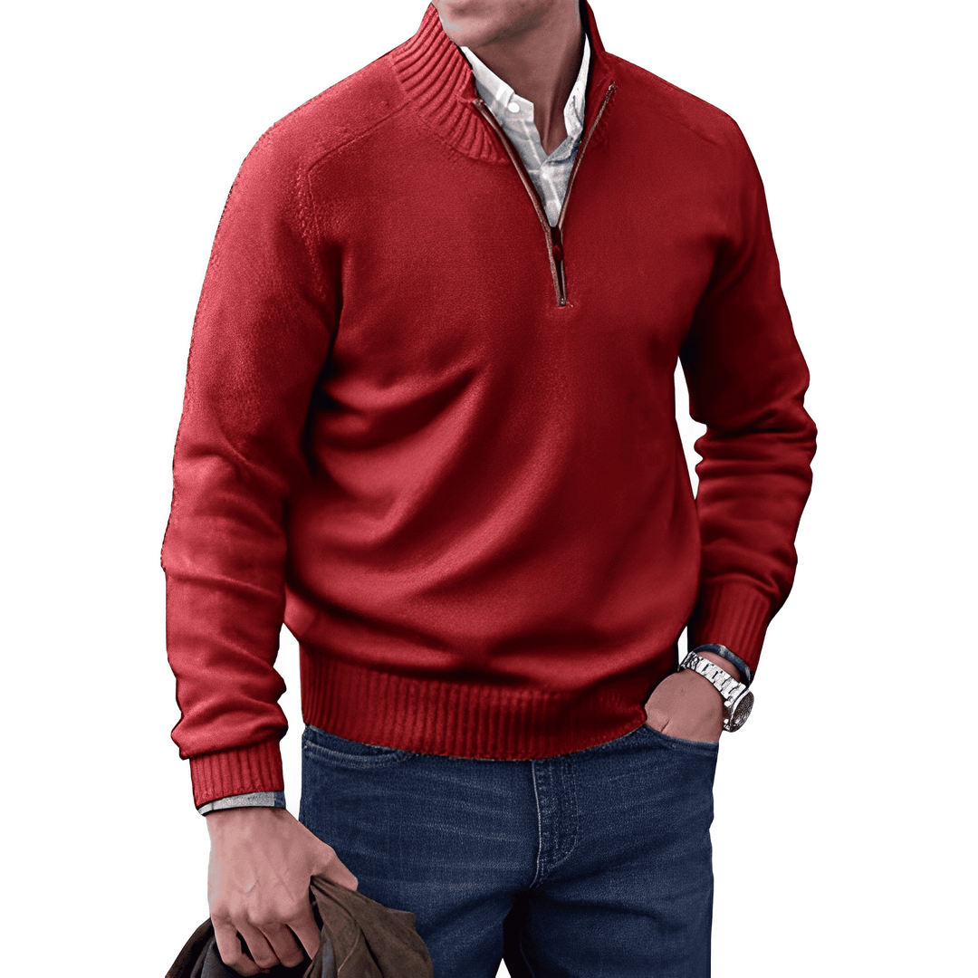 Ellis | Men's Warm Wool-Blend Quarter-Zip Pullover Sweater